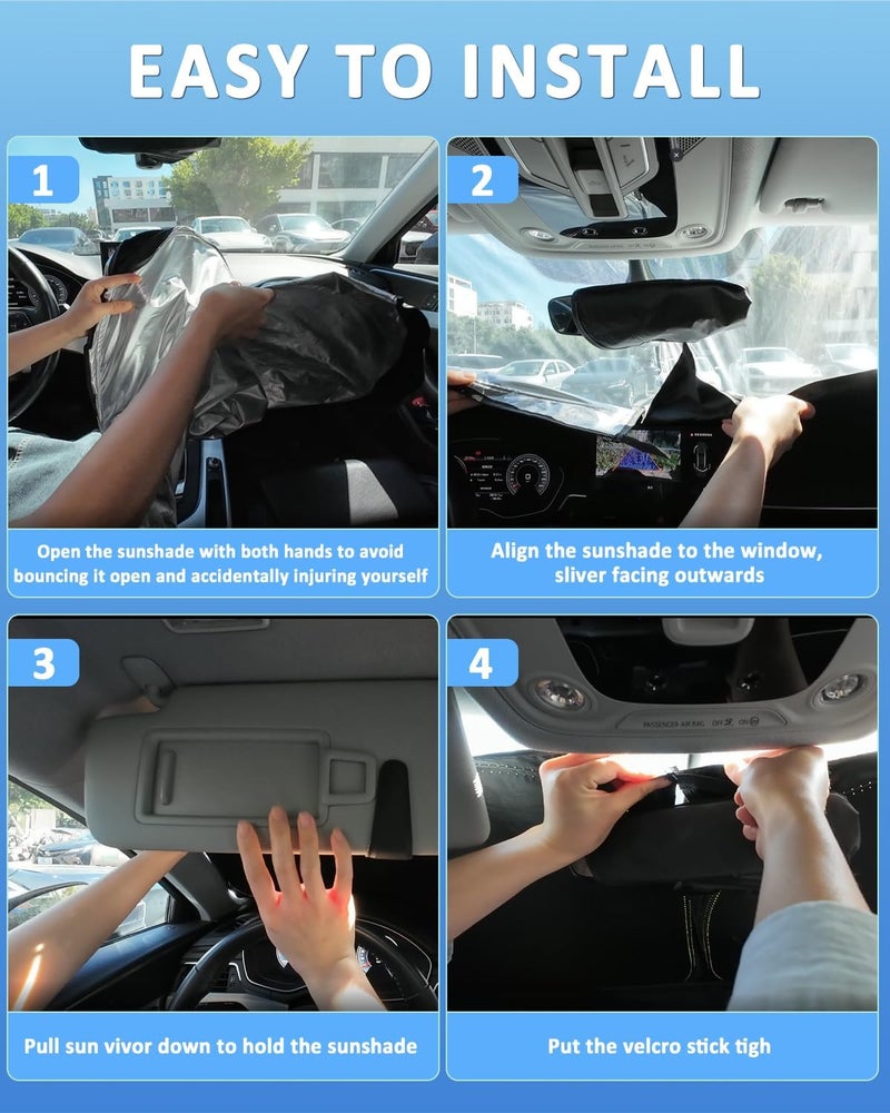 ZOIBV Windshield Sunshade for Buick Envision 2016-2020 Sun Shade Car Windshield Accessories Upgrade 4 Layers Blocks UV Rays Custom Fit Envision 240T Car Window Shades Front Windshield Keep Cool - Image 5
