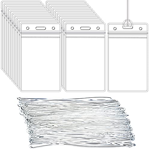 Lecpeting 100 Pack Clear Luggage Tags Bag Tags Holder Identification ID Card Badge Holder with Luggage Tag Loop Straps for Business Travel and Office Supplies - Image 1