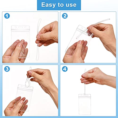 Lecpeting 100 Pack Clear Luggage Tags Bag Tags Holder Identification ID Card Badge Holder with Luggage Tag Loop Straps for Business Travel and Office Supplies - Image 4