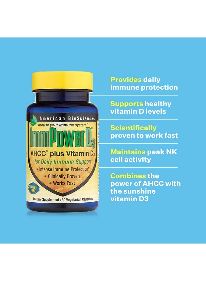 American BioSciences American BioSciences ImmpowerD3 AHCC Mushroom Extract Plus Vitamin D3 - Immune System Support for Adults - Supports Cytokine Function - 30 Vegetarian Capsules, 500mg of AHCC per Serving - Image 4