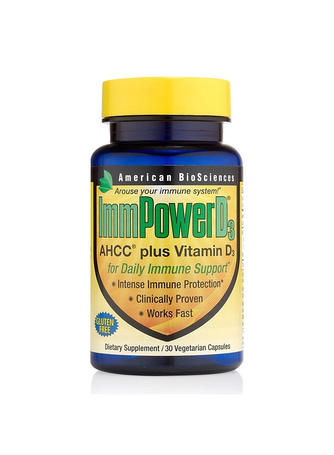 American BioSciences American BioSciences ImmpowerD3 AHCC Mushroom Extract Plus Vitamin D3 - Immune System Support for Adults - Supports Cytokine Function - 30 Vegetarian Capsules, 500mg of AHCC per Serving - Image 1