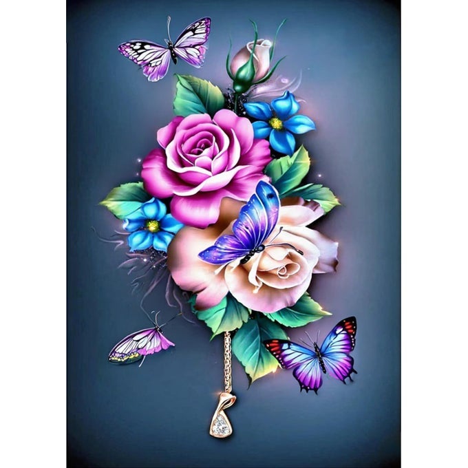 PAINTING KITS FOR ADULTS DIAMONDDIY 5D ROUND FULL DRILL BUTTERFLY FLOWERS DIAMOND ARTVERY SUITABLE FOR HOME LEISURE AND WALL DECORATION 118X157 INCHES