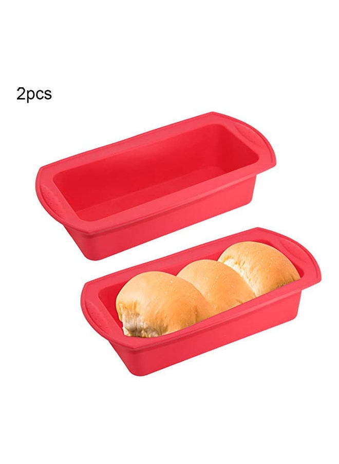 NIBEMINENT 2-Piece Rectangle Silicone Cake Toast Bread Loaf Mould Red  - Image 2
