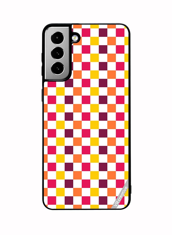 VR CREATIVE Protective Case Cover For Samsung Galaxy S21 FE 5G Seamless With Colorful Checkerboard1 Design Multicolour - Image 1
