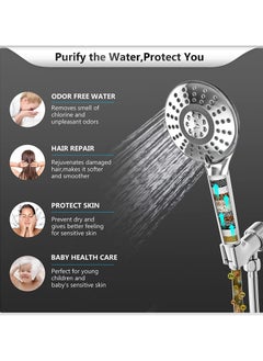 Psychone Shower Filter - Handheld Shower Head - High Pressure 5 Spray Mode with Up to15 Stage Water Softener Filter for Hard Water-Removes Chlorine & Harmful Pollutants-Prevent Hair Loss & Moisturize Skin  - Image 4