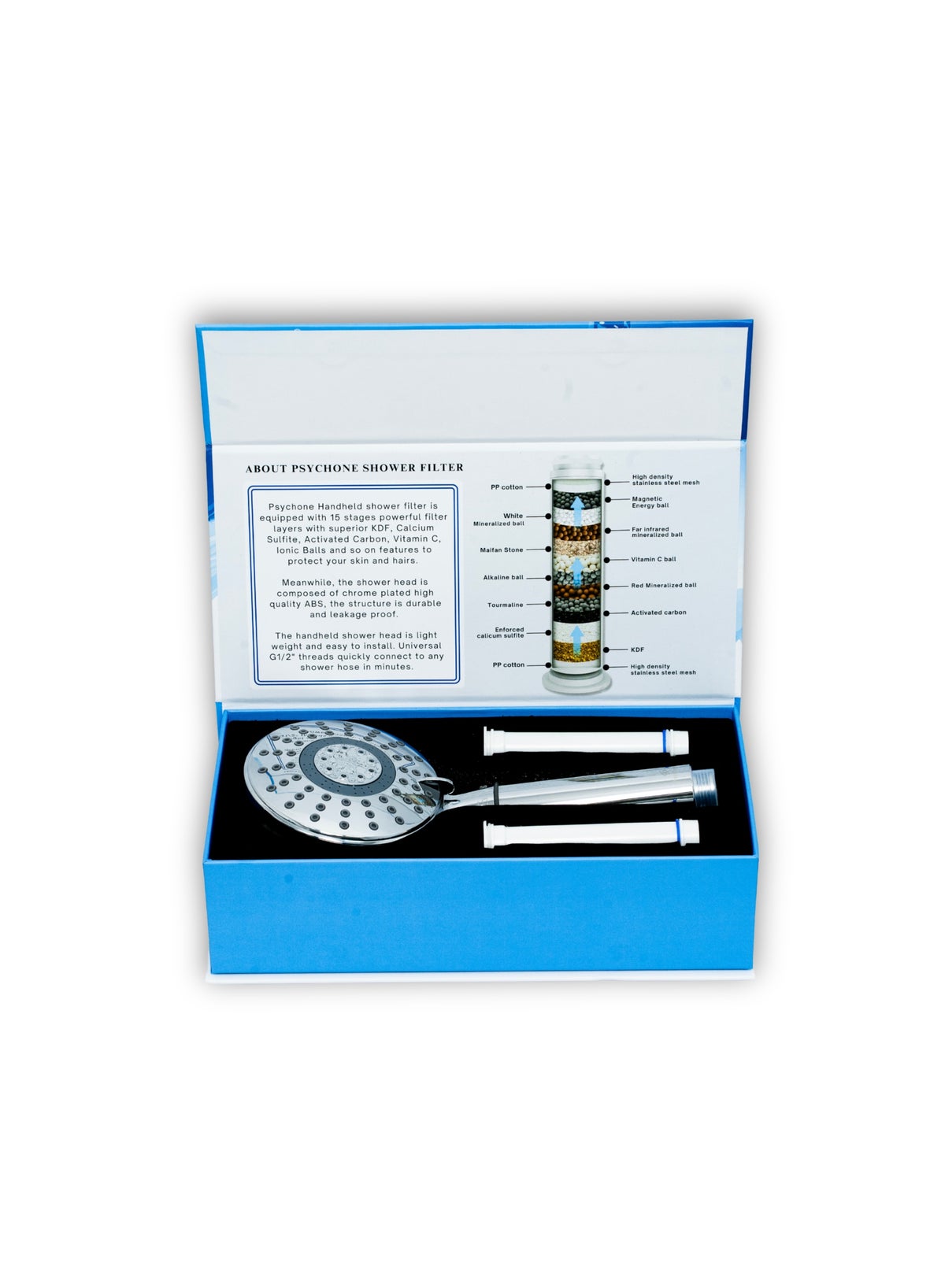 Blu Handheld Shower Filter & Shower Head - Chrome