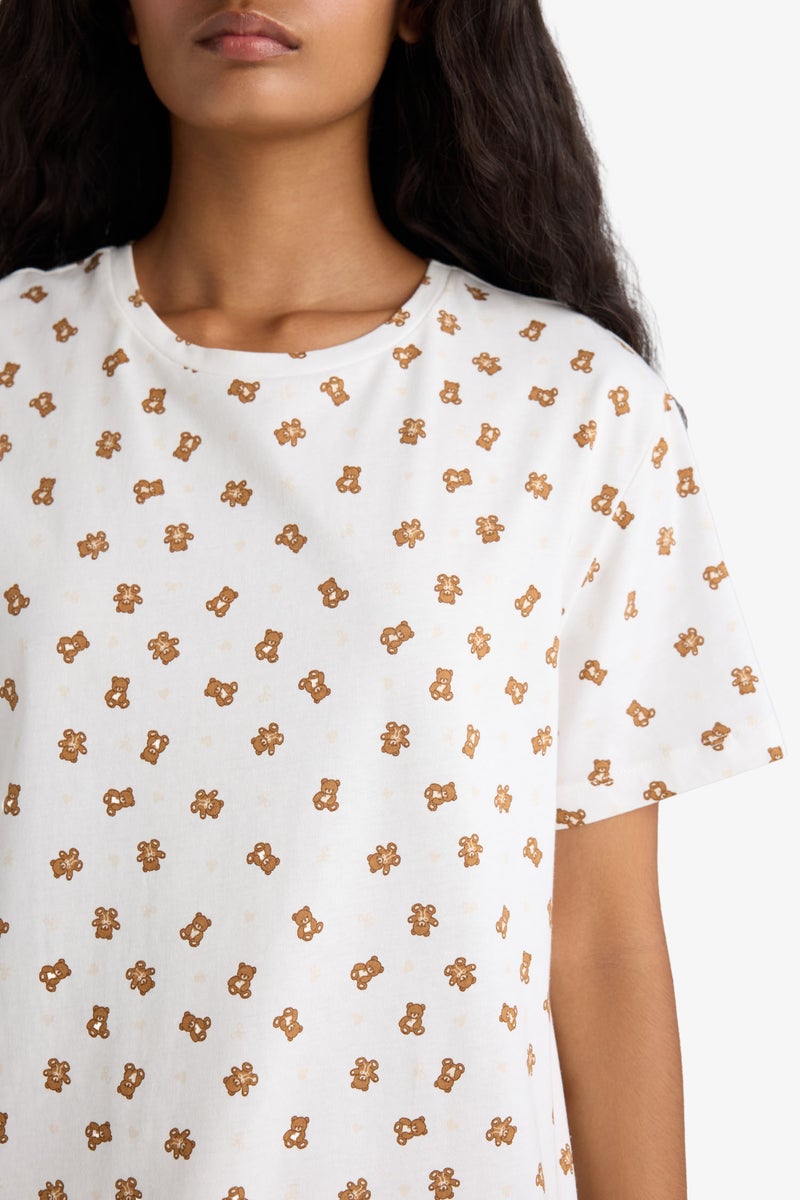 DeFacto Beige Woman Regular Fit Crew Neck Short Sleeve Knitted Dress Casual - Image 5