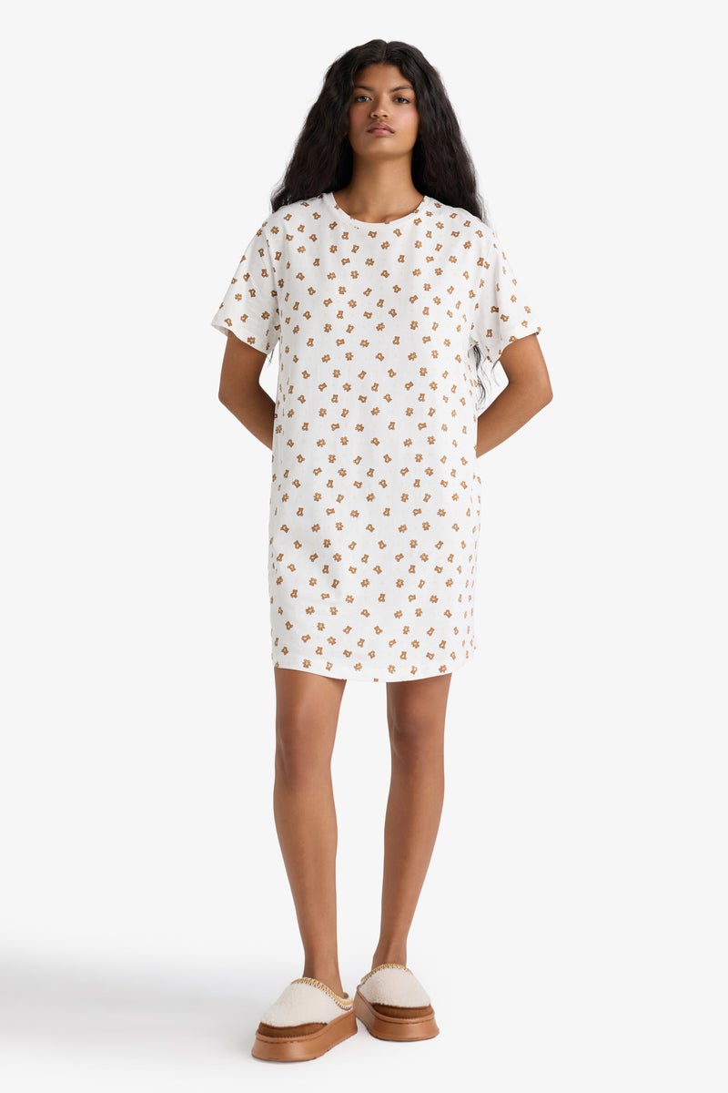 DeFacto Beige Woman Regular Fit Crew Neck Short Sleeve Knitted Dress Casual - Image 1