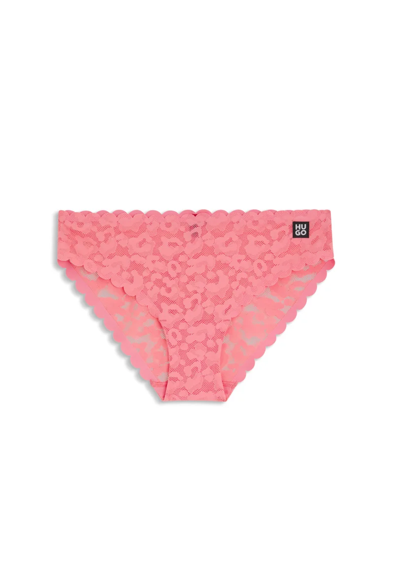 HUGO Scalloped-edge briefs in leopard-pattern lace