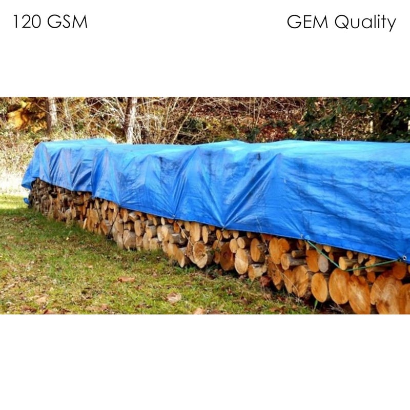 TARPEX ورقة قماش مشمع مقاومة للماء ثلاثية، مقاومة للأشعة فوق البنفسجية، معالجة بالأشعة فوق البنفسجية، حماية من الشمس، السقف، المطر، غطاء متعدد الاستخدامات من البولي إيثيلين (09 أقدام 06 أقدام، أزرق) (120 جرام-سمك جودة GEM) - Image 4