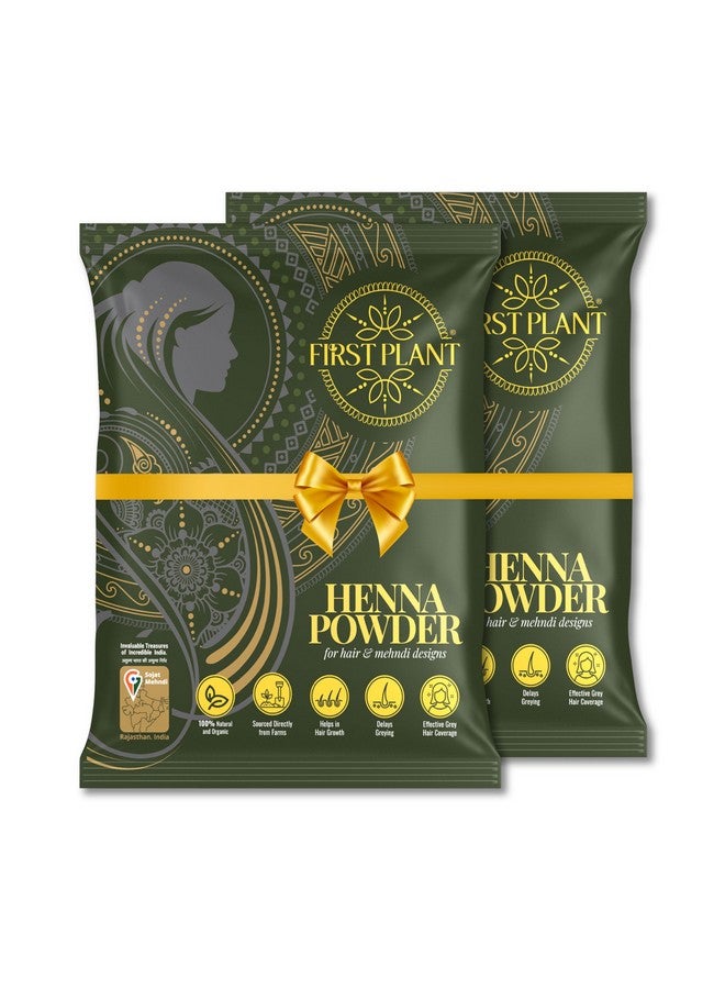 FIRST PLANT - Premium Rajasthani HENNA POWDER, 100% ORGANIC Henna with GI Tag for Hair Colour and Hair Care (Pack of 2 x 400g) - Image 1