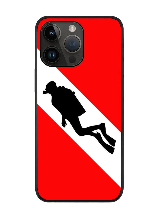 Stylizedd Rugged Black edge case for Apple iPhone 14 Pro Max Slim fit Soft Case Flexible Rubber Edges Anti Drop TPU Gel Thin Cover - Diver Flag - Image 1