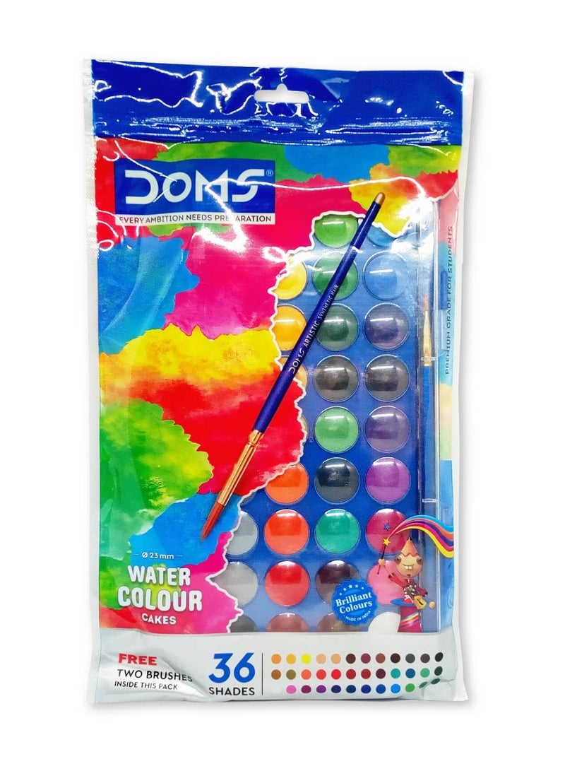 دومس 36 قطعة. كيك ألوان مائية (23 ملم) + 2 قطعة. فرشاة - Image 1