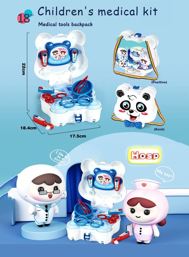 First Aid Kit Doctor  Play Toy Set ,Pretend to play with medical toy sets,Portable crossbody bag set for children's doctors,Doctor's shoulder bag toy,Panda Doctor Medical Kit, suitable for boys and girls 22x18.4x17.5cm  - Image 1
