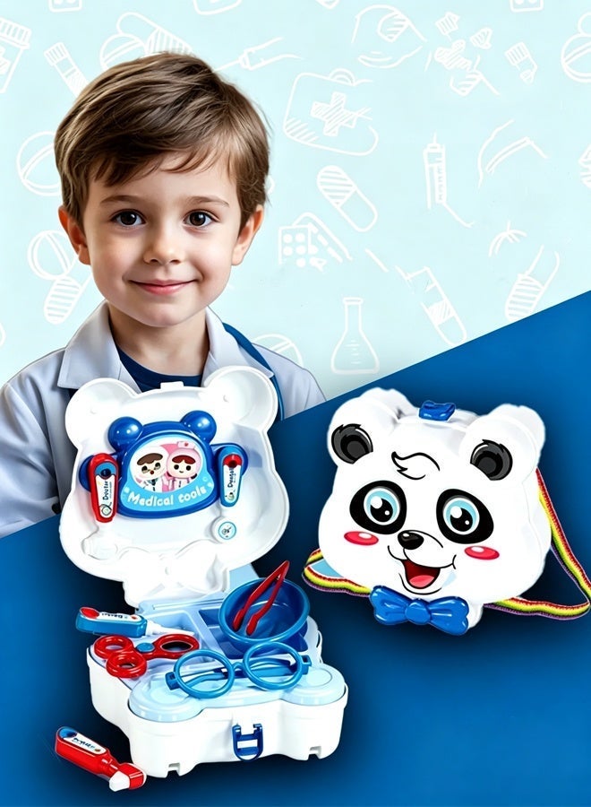 skisopet First Aid Kit Doctor  Play Toy Set ,Pretend to play with medical toy sets,Portable crossbody bag set for children's doctors,Doctor's shoulder bag toy,Panda Doctor Medical Kit, suitable for boys and girls 22x18.4x17.5cm - Image 1
