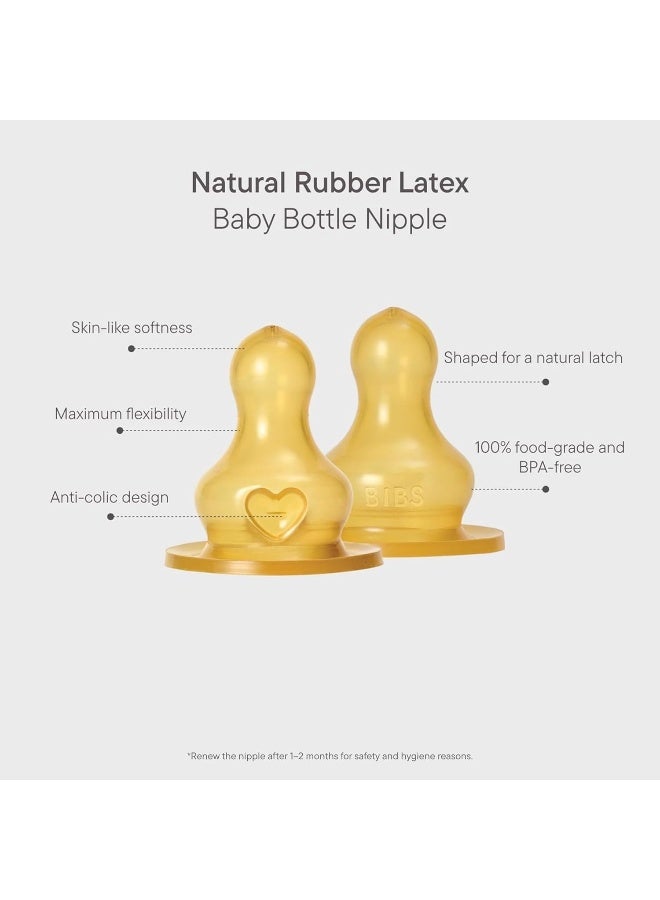 BIBS عبوة زجاجات BIBS 2. مضادة للمغص. إضافية لزجاجات BIBS للأطفال. دائري - مطاط طبيعي، تدفق سريع - Image 2