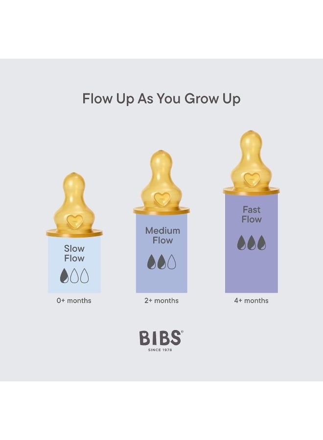 BIBS عبوة زجاجات BIBS 2. مضادة للمغص. إضافية لزجاجات BIBS للأطفال. دائري - مطاط طبيعي، تدفق سريع - Image 3