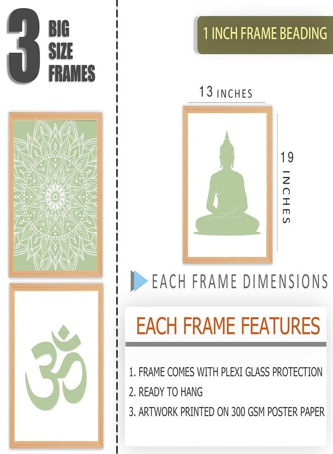 Gamya Spiritual Big Aesthetic Framed Meditation Affirmation Motivational Posters For Living Room, Bedroom Office Wall Decor, Dopamine art/Girls Boys Gift Item (13x19 Inches) (Meditation Trio (B)) - Image 5