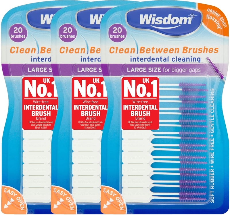 Wisdom Clean Between Interdental Large Purple Brushes Pack of 3 Total 60 - Image 1