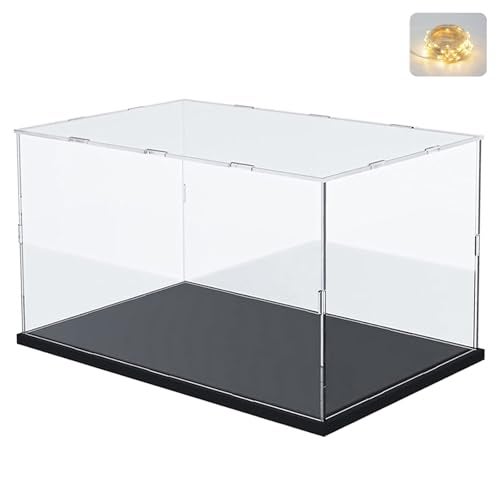 Elepure Clear Acrylic Display Case Display Box for Lego Fountain Garden 10359 for French Café 10362 for TIE Bomber for Football for Lego 75347 75387 76428 21270 75404 42205 42203, Black Inside 11.8x7.9x7.9in - Image 1