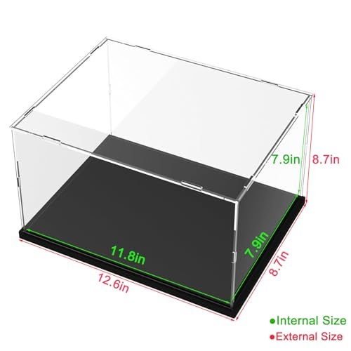 Elepure Clear Acrylic Display Case Display Box for Lego Fountain Garden 10359 for French Café 10362 for TIE Bomber for Football for Lego 75347 75387 76428 21270 75404 42205 42203, Black Inside 11.8x7.9x7.9in - Image 2