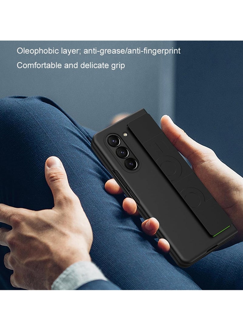 FOCUS Samsung Galaxy Z Fold 5 Case with Hand Strap, Anti-Scratch PC Shockproof Slim Wrist Cover for Samsung Galaxy Z Fold 5 Black - Image 2