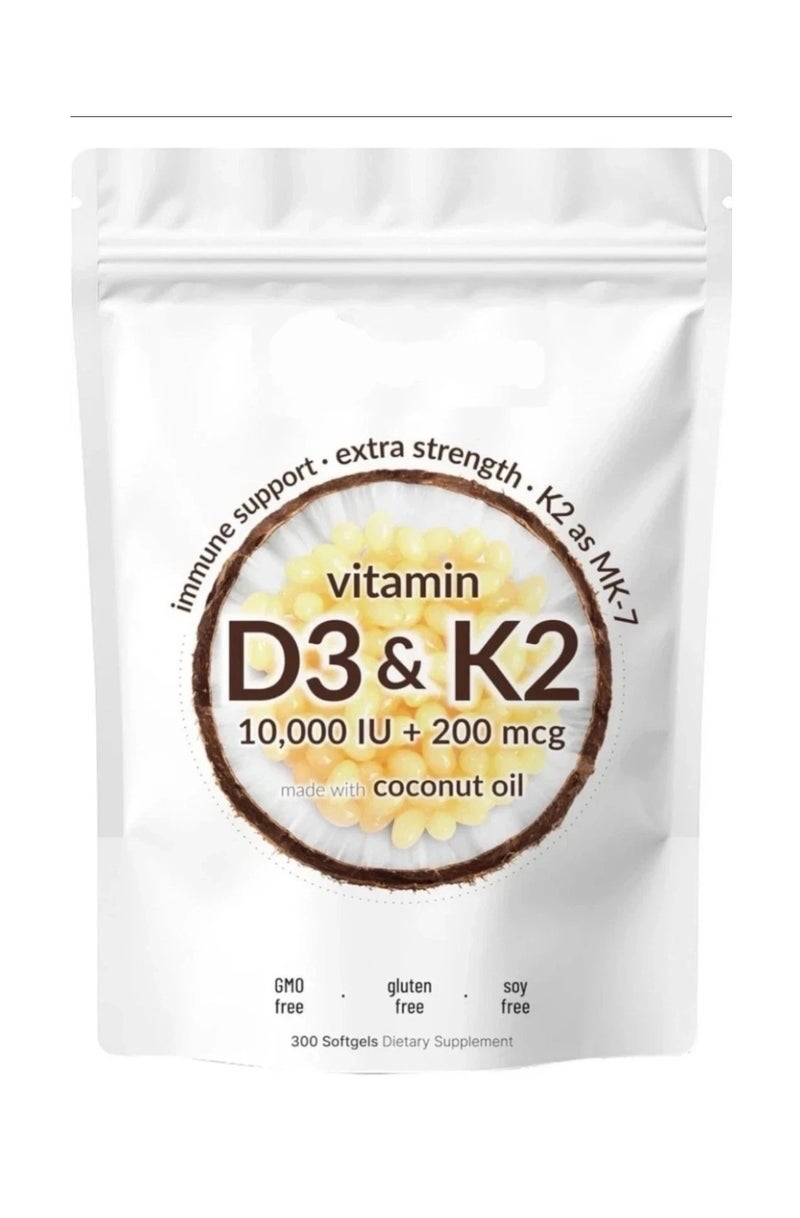 فيتامين د3 + ك2، 300 كبسولة هلامية، 200 ميكروغرام (صنع في الصين) - Image 1