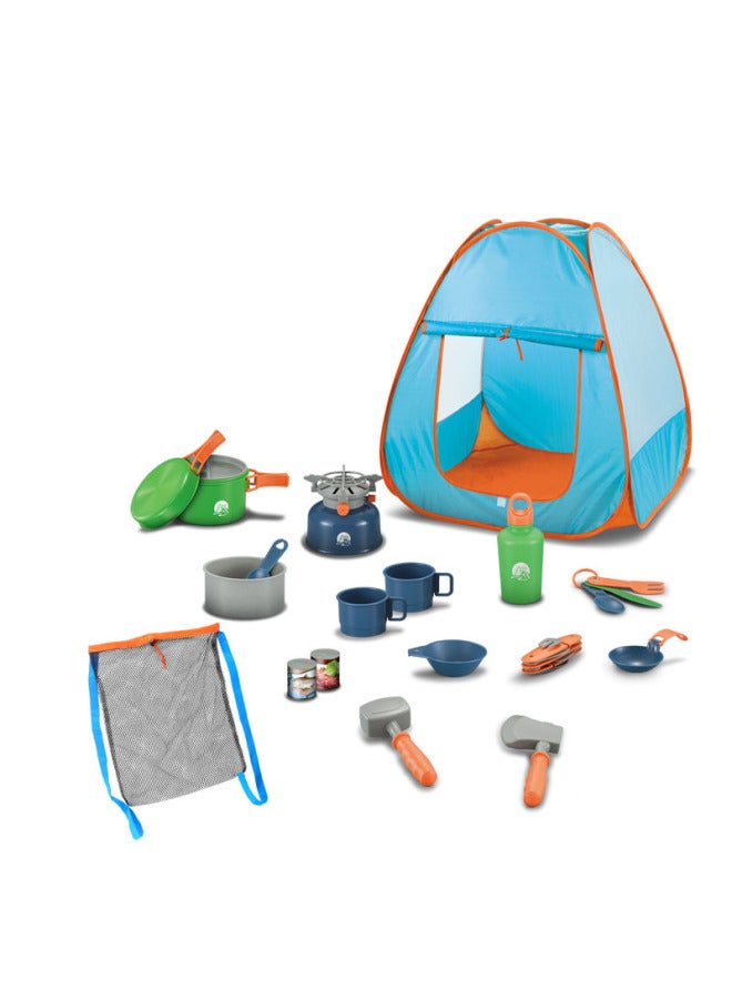 Simulation Outdoor Camping Play House Toys Children's Camping Tent Suit 21-piece Set Of Tools Parent-child Interaction - Image 4