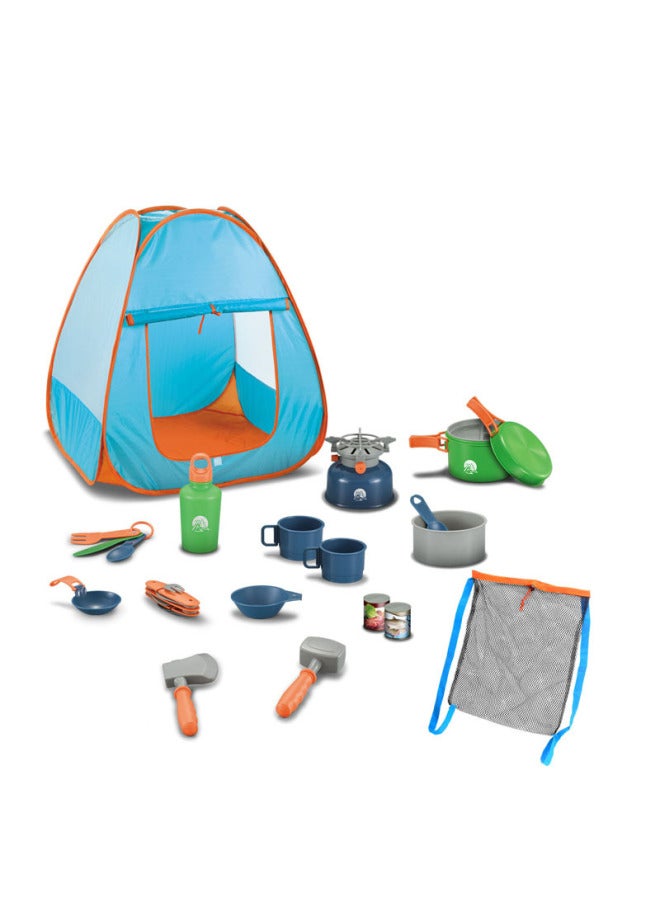 Simulation Outdoor Camping Play House Toys Children's Camping Tent Suit 21-piece Set Of Tools Parent-child Interaction - Image 1