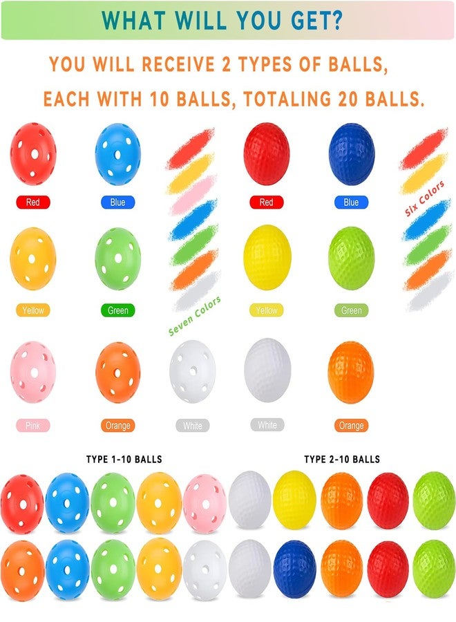 ZHENAN 20 Pack Colored Plastic Golf Balls, 41mm Practice Golf Balls, Realistic Feel and Long Lasting,Limited Fligh Plastic Golf Training Balls for Backyard, Simulated Golf Balls for Indoor or Outdoor - Image 2