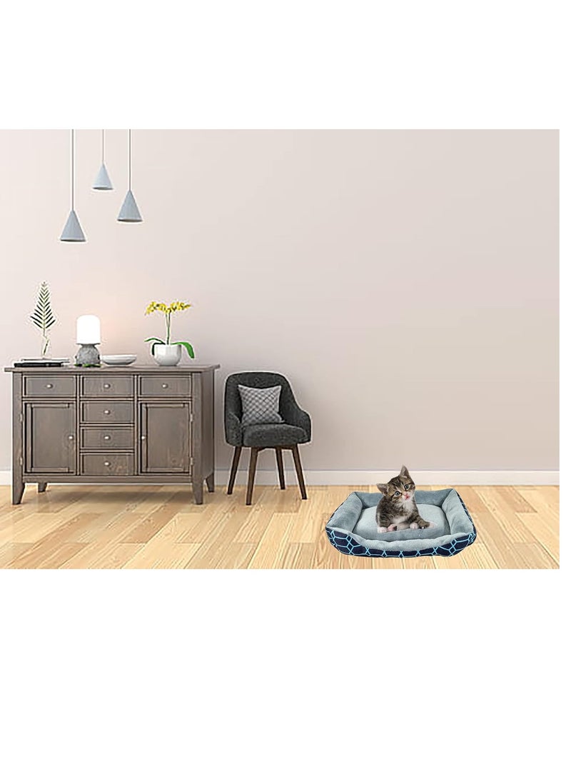 NNC PETS Cat Bed, Pet Bed, cozy cats, Kitten bed, small, Rectangle, plush and soft, cushioned, portable, stylish, Strong & warmth Design, Indoor, Easy to Clean, Dark Blue color, 15 cm thick - Image 3