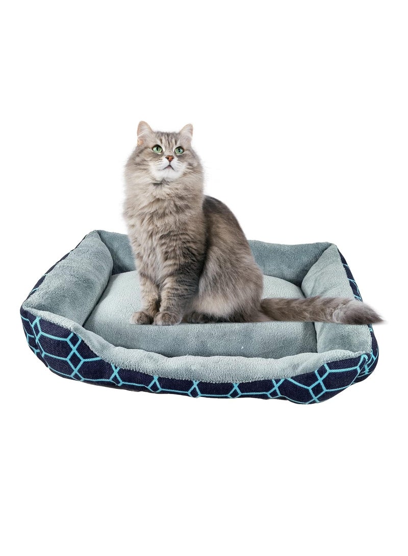 NNC PETS Cat Bed, Pet Bed, cozy cats, Kitten bed, small, Rectangle, plush and soft, cushioned, portable, stylish, Strong & warmth Design, Indoor, Easy to Clean, Dark Blue color, 15 cm thick - Image 1