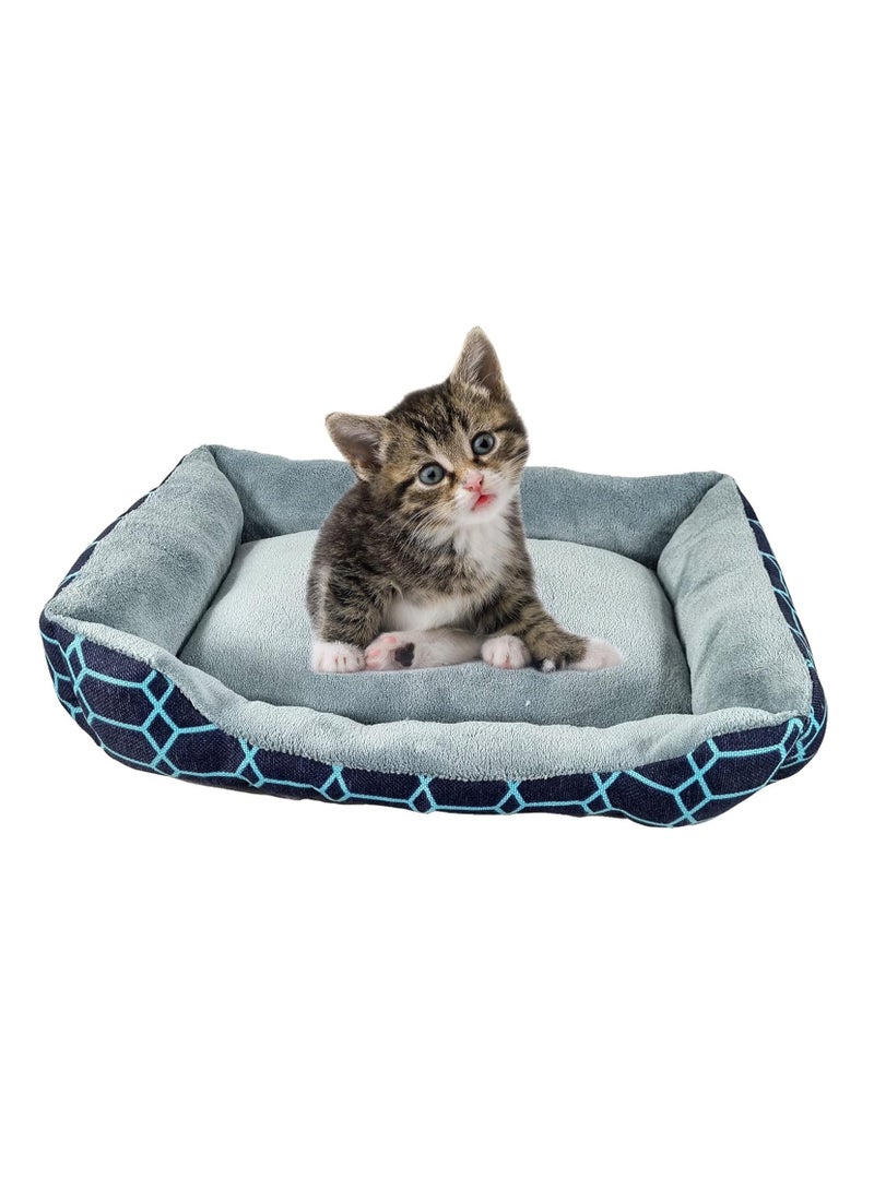 NNC PETS Cat Bed, Pet Bed, cozy cats, Kitten bed, small, Rectangle, plush and soft, cushioned, portable, stylish, Strong & warmth Design, Indoor, Easy to Clean, Dark Blue color, 15 cm thick - Image 4