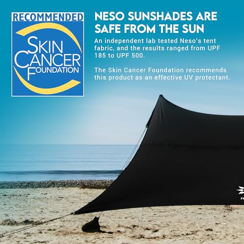 Neso Gigante Portable Beach Tent Sun Shelter - Lightweight Beach Shade Canopy - Easy Setup for Family Outings - Patented Reinforced Corners - UPF 50+ Sun Protection - 8ft Tall, 11 x 11ft - Black - Image 4