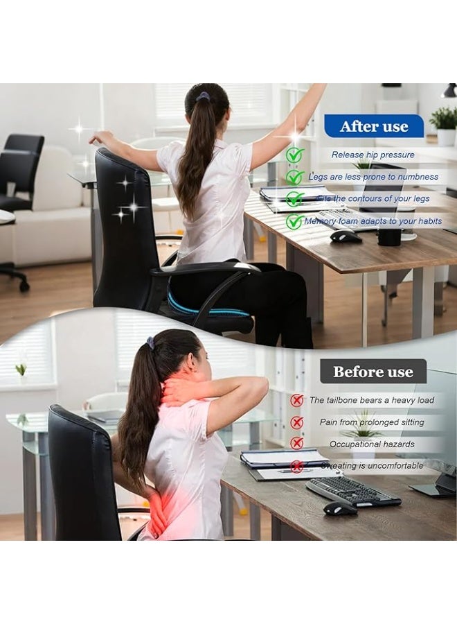 وسادة مقعد فوم ميموري بتصميم مريح، وسادة إسفينية للسيارة وكرسي المكتب مع طبقة شبكية جيدة التهوية وقاعدة مانعة للانزلاق للاستخدام اليومي - Image 4