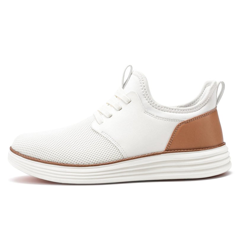 VILOCY Mens Slip On Casual Dress Shoes Hands Free Fashion Sneakers Mesh Tennis Walking Shoes Comfortable Work Shoes Breathable Lightweight Non Slip White,EU43 - Image 2