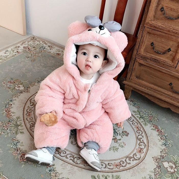 Baby Winter Clothes Winter Clothes Male And Female Baby Winter Outwear Hug Clothes Cute Super Cute Internet Celebrity Jumpsuit - Image 3