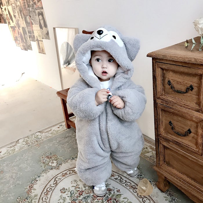 Baby Winter Clothes Winter Clothes Male And Female Baby Winter Outwear Hug Clothes Cute Super Cute Internet Celebrity Jumpsuit - Image 1