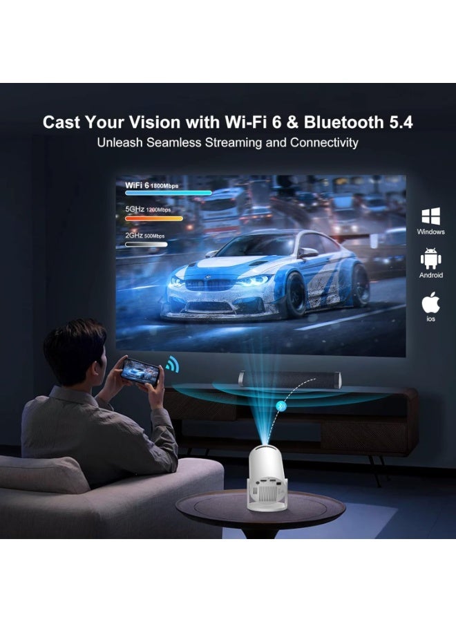 epicarma جهاز عرض محمول ذكي صغير مع دعم 4K بدقة عالية كاملة - أندرويد 11، واي فاي 6، بلوتوث 5.4، 170 لومن ANSI - مسرح منزلي محمول يصل إلى 130 بوصة - جهاز عرض أفلام داخلي/خارجي - متوافق مع عصا التلفاز/HDMI/USB/PS5/iOS/أندرويد - Image 5