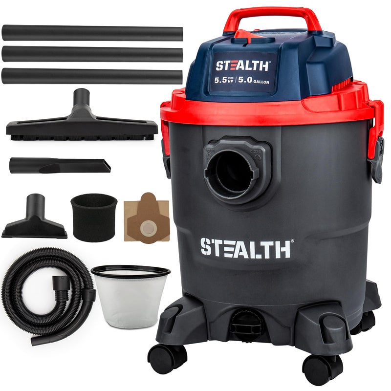Stealth WetDry Vacuum 5 Gallon 55 Peak HP Shop Vacuum with Blower  Drain Port for Home Garage Car WorkshopECV05P2
