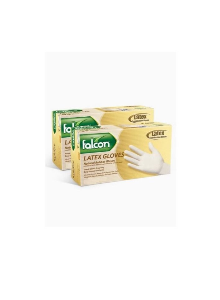 Falcon Latex Gloves (Large) Powder Free - 100 Pieces x 2 Packs - Image 2