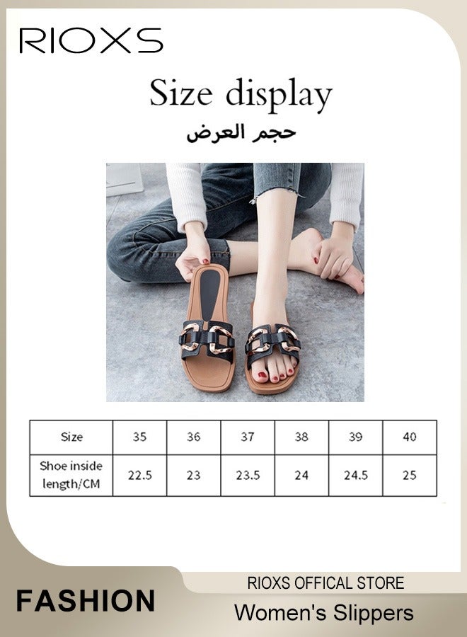 RIOXS Women's Fashion Slippers Anti-Slip Beach Sandals Comfortable Soft Sole Flat Sandals for Indoor and Outdoor Use  - Image 3