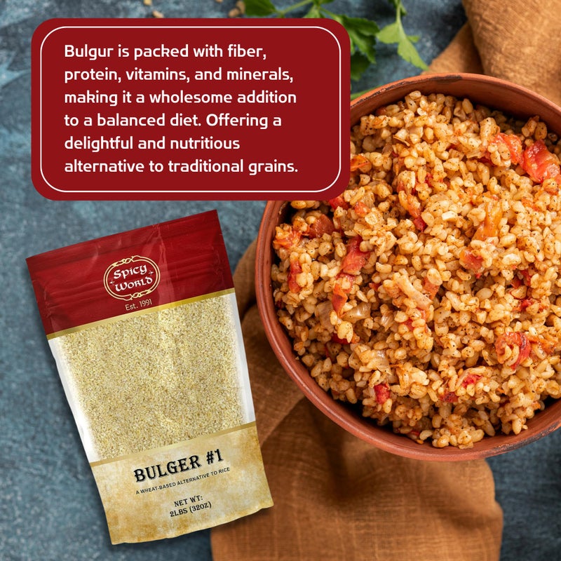 Spicy World Bulgur Cracked Wheat Fine #1, 2 LB Bag (32oz) | USA Grown Bulgar Wheat for Tabouleh | 100% Natural & Pure | Great for Vegan Recipes by Spicy World - Image 4