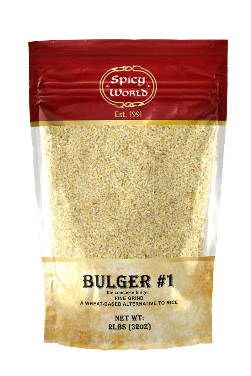 Spicy World Bulgur Cracked Wheat Fine #1, 2 LB Bag (32oz) | USA Grown Bulgar Wheat for Tabouleh | 100% Natural & Pure | Great for Vegan Recipes by Spicy World - Image 1