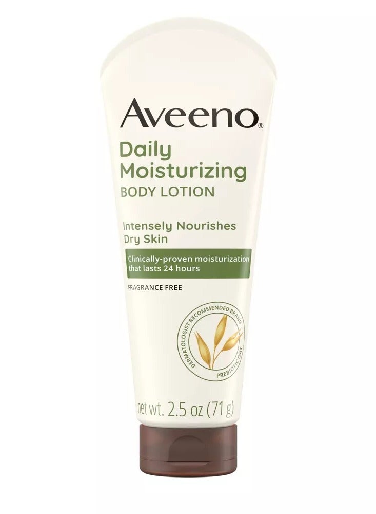Aveeno Daily Moisturizing Lotion For Dry Skin with Soothing Prebiotic Oat - Unscented - 2.5oz - Image 1