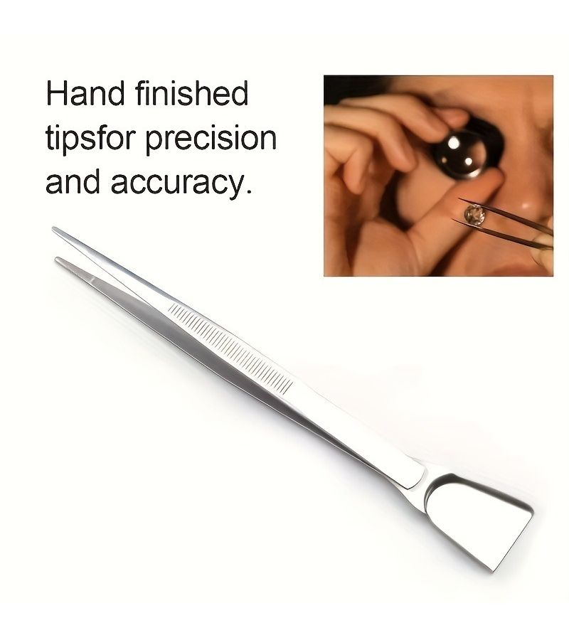 Stainless Steel Portable Tweezers 2pcs With Scoop Pointed Tips For Beading Jewelry - Image 1
