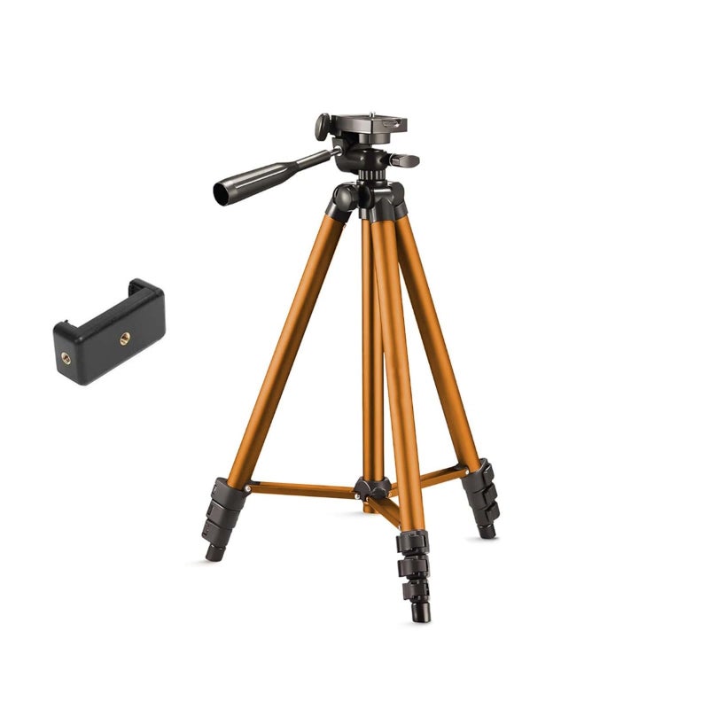 Kratos 2026 Aluminum Tripod Stand 51 Inch/130CM with 360° Rotatable Mobile Holder with Handle, Compatible with All Smartphones, GoPro & DSLR, Adjustable Tripod Stand for Photography & Video Shooting - Image 4