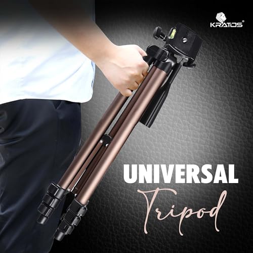 Kratos 2026 Aluminum Tripod Stand 51 Inch/130CM with 360° Rotatable Mobile Holder with Handle, Compatible with All Smartphones, GoPro & DSLR, Adjustable Tripod Stand for Photography & Video Shooting - Image 2