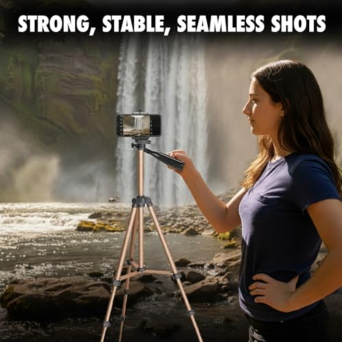 Kratos 2026 Aluminum Tripod Stand 51 Inch/130CM with 360° Rotatable Mobile Holder with Handle, Compatible with All Smartphones, GoPro & DSLR, Adjustable Tripod Stand for Photography & Video Shooting - Image 5