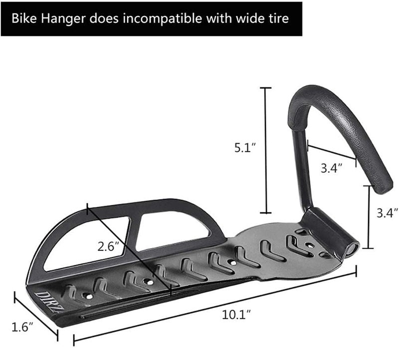 Dirza Bike Wall Mount Rack with Tire Tray - Vertical Bike Storage Rack for Indoor,Garage,Shed - Easy to install - Great for Hanging Road,Mountain or Hybrid Bikes - Screws Included - 2 Pack - Image 2